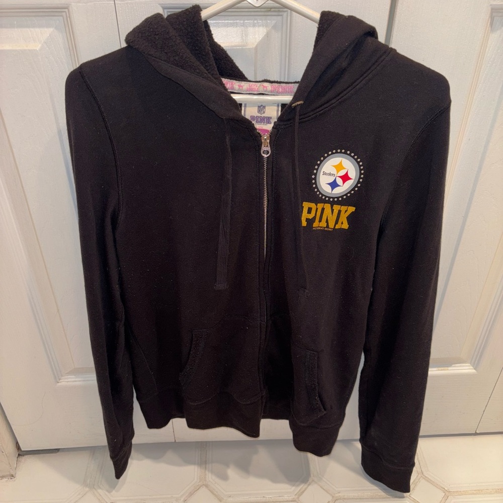 Black PINK Hoodie with Logo Pittsburgh Steelers